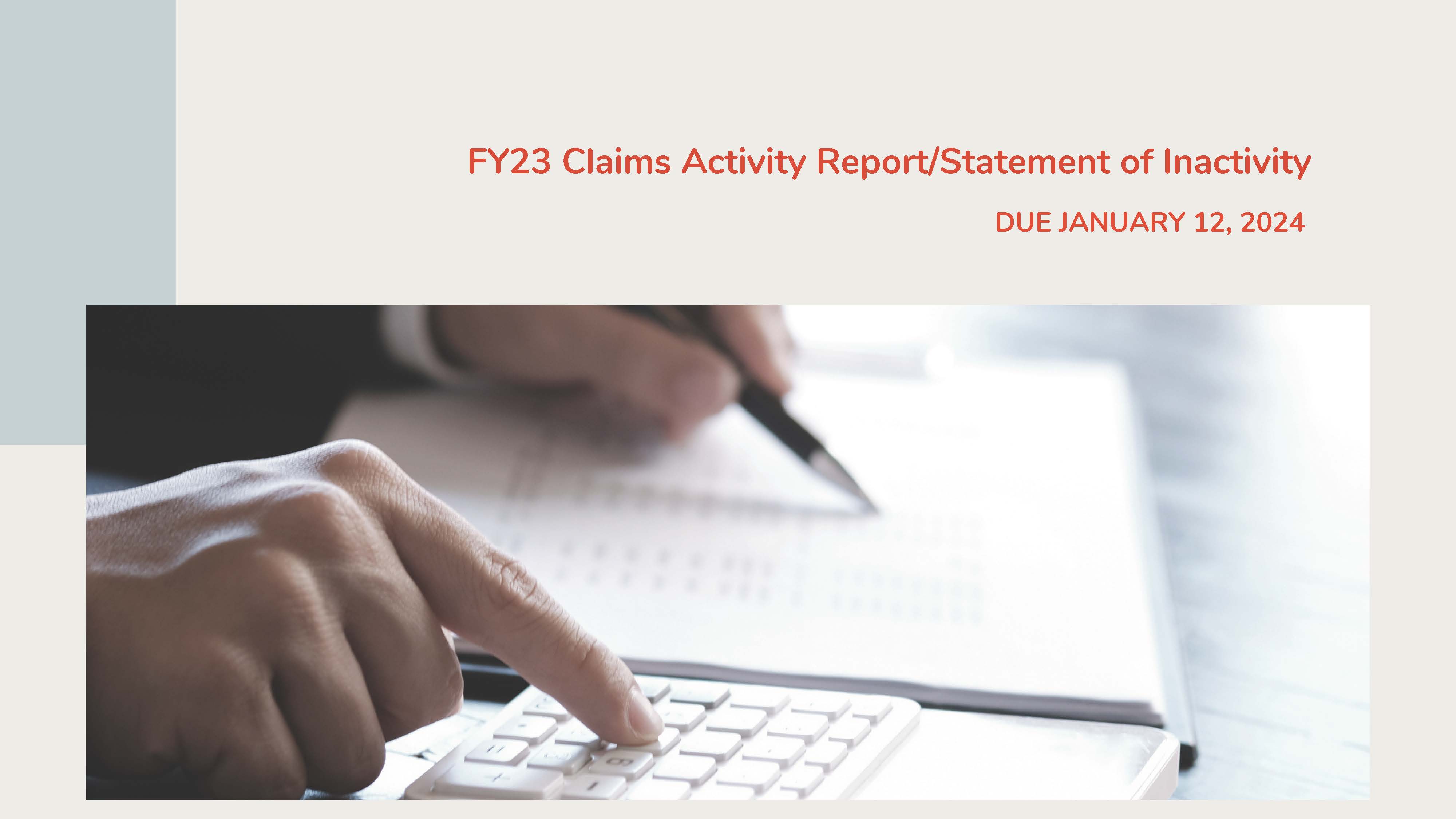 FY23 Claims Activity Report/Statement of Inactivity